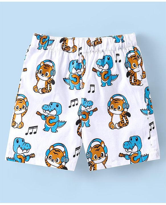 Babyhug Cotton Poplin Boxers Text Vehicle & Animal Print Pack of 3 - Multicolour