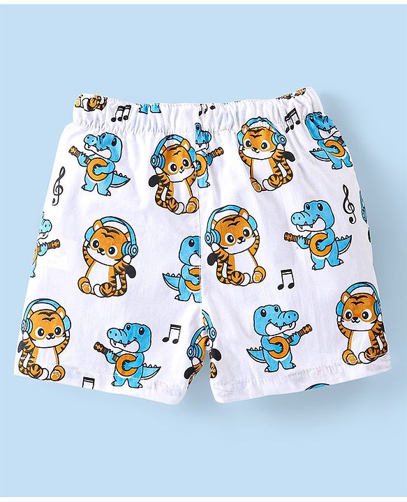 Babyhug Cotton Poplin Boxers Text Vehicle & Animal Print Pack of 3 - Multicolour