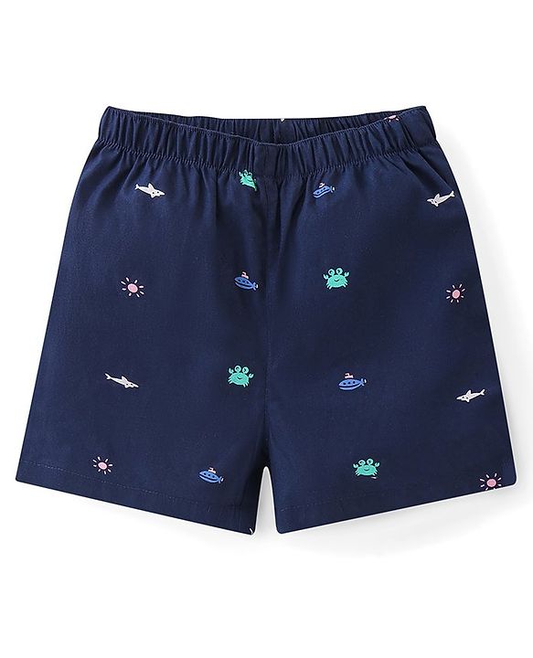 Babyhug Cotton Woven Boxers With Boat Print Pack of 3 - Multicolor