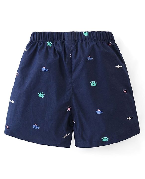 Babyhug Cotton Woven Boxers With Boat Print Pack of 3 - Multicolor