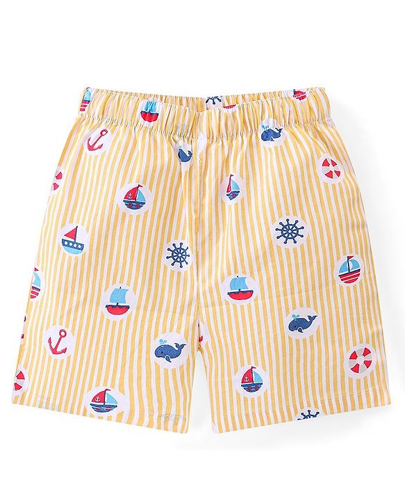 Babyhug Cotton Woven Boxers With Boat Print Pack of 3 - Multicolor