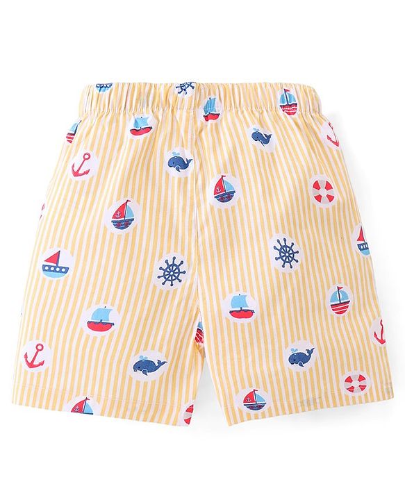 Babyhug Cotton Woven Boxers With Boat Print Pack of 3 - Multicolor