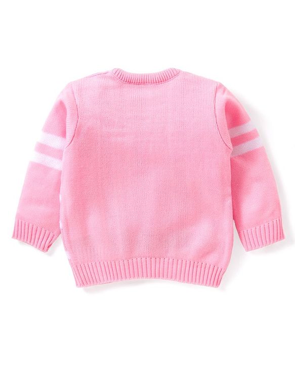 Babyhug Knitted Full Sleeves Sweater Set Bunny Design - Dark Pink