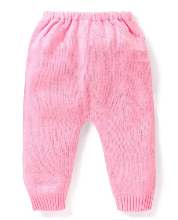 Babyhug Knitted Full Sleeves Sweater Set Bunny Design - Dark Pink