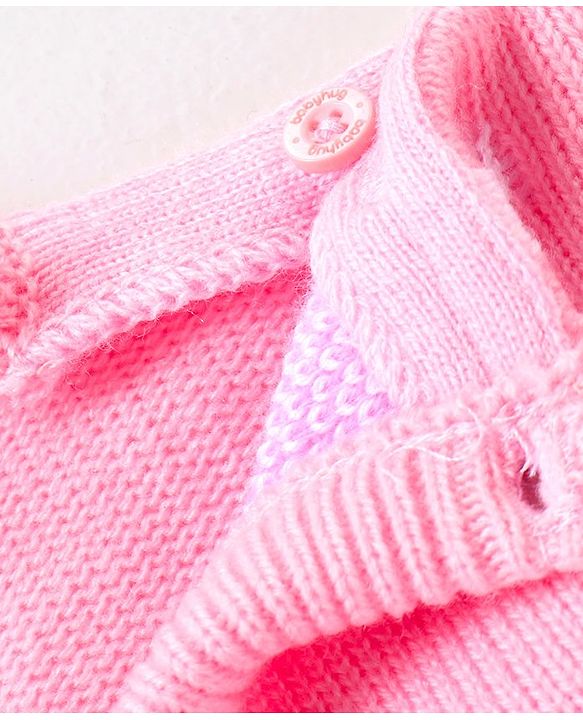 Babyhug Knitted Full Sleeves Sweater Set Bunny Design - Dark Pink