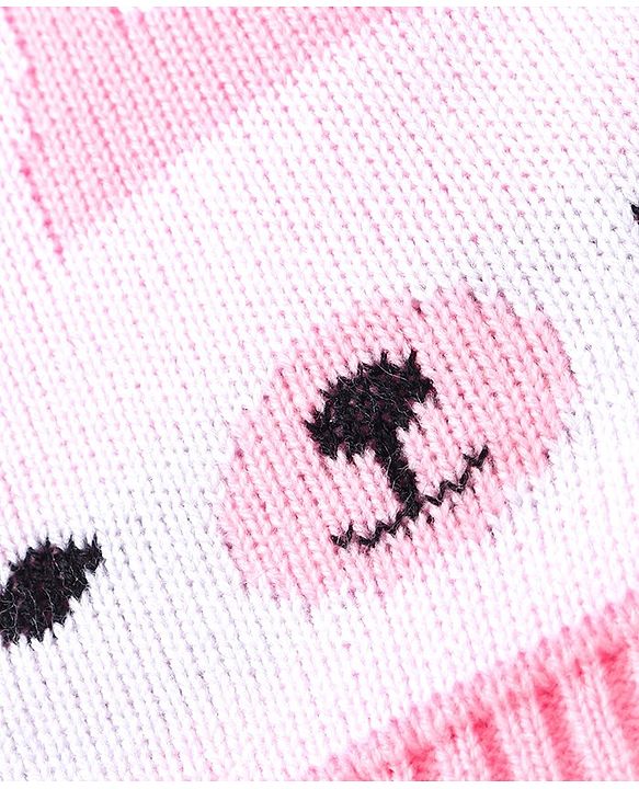 Babyhug Knitted Full Sleeves Sweater Set Bunny Design - Dark Pink