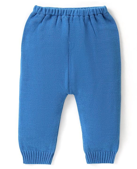 Babyhug Knitted Full Sleeves Striped Sweater Set - Blue