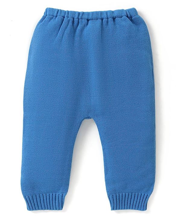 Babyhug Knitted Full Sleeves Striped Sweater Set - Blue