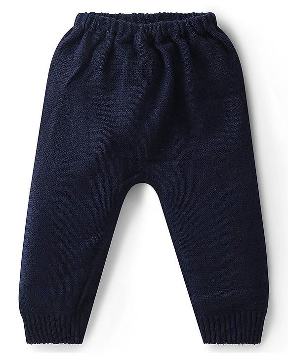 Babyhug Knitted Full Sleeves Sweater Set Penguin Design - Red & Navy Blue