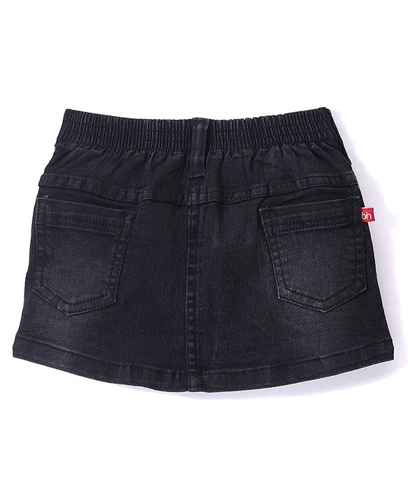 Babyhug Mid Thigh Length Solid Color Stretchable Denim Skirt - Dark Blue