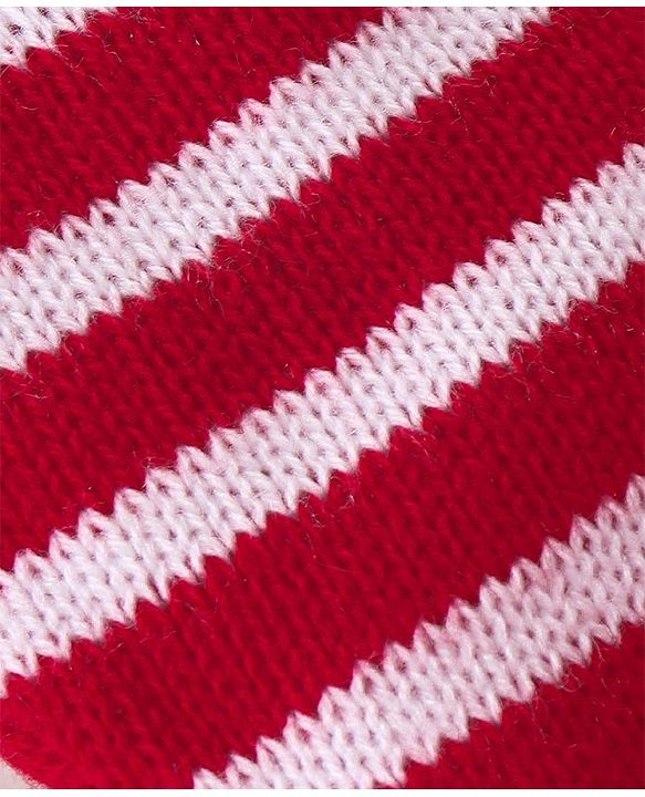 Babyhug Sweater Knit Footed Fleece & Woollen Striped Pant - Red