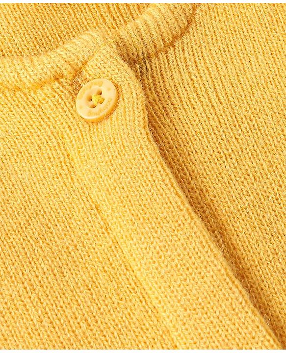 Babyhug Knitted Sleeveless Solid Color Front Open Sweater - Yellow