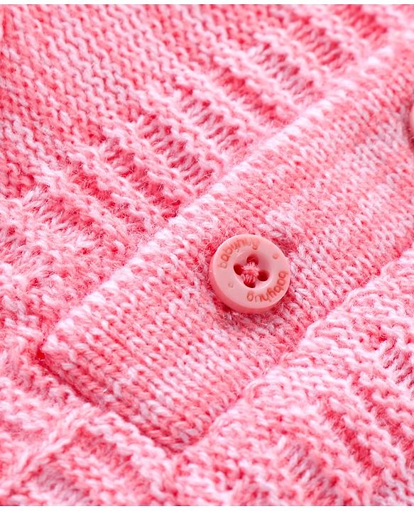Babyhug Knitted Full Sleeves Pullover Sweater Cable Knit Design - Pink
