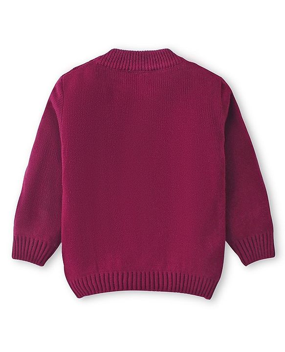 Babyhug Knitted Full Sleeves Pullover Sweater with Cable Knit Design -Red