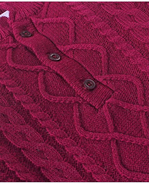Babyhug Knitted Full Sleeves Pullover Sweater with Cable Knit Design -Red