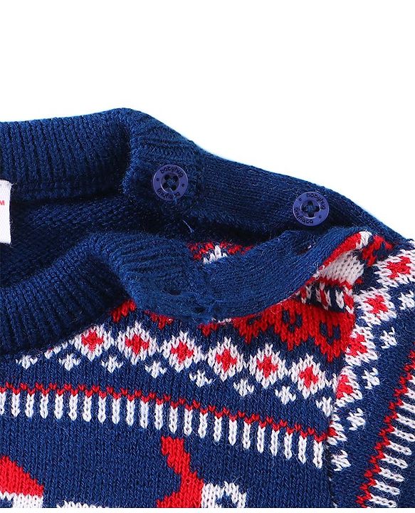 Babyhug Full Sleeves Sweater Vehicle Design - Navy Blue