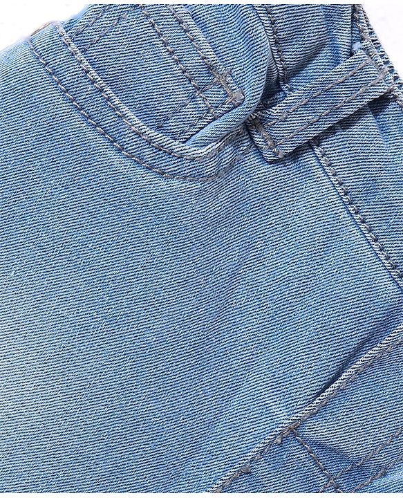 Babyhug Above Knee Length Denim Washed Bermuda with Stretch Solid Colour - Dark Blue