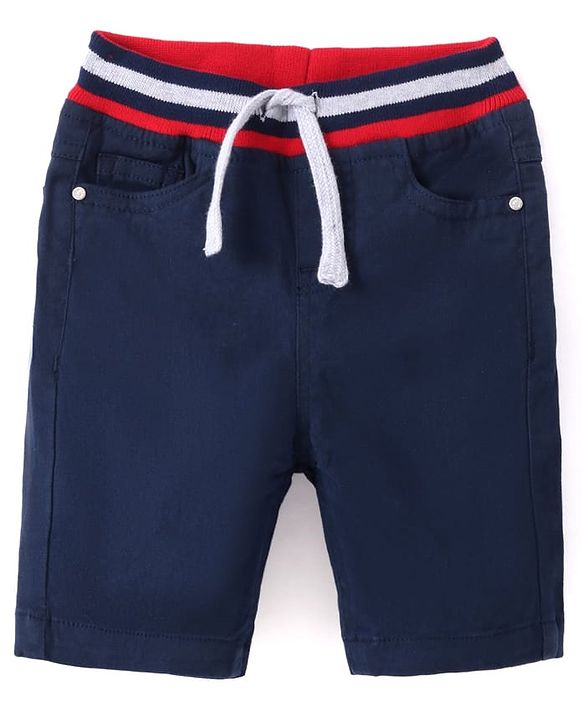 Babyhug Twill Woven Knee Length With Stretch  Washed Jamaican - Navy Blue