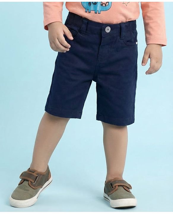 Babyhug Twill Woven Knee Length With Stretch Washed Jamaican - Navy Blue