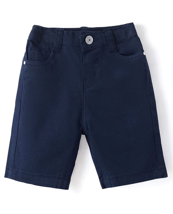 Babyhug Twill Woven Knee Length With Stretch Washed Jamaican - Navy Blue