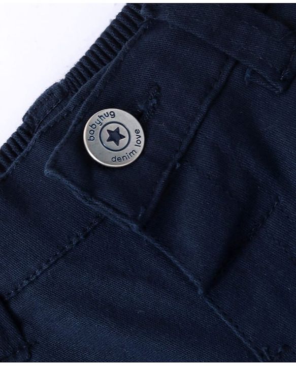 Babyhug Twill Woven Knee Length With Stretch Washed Jamaican - Navy Blue
