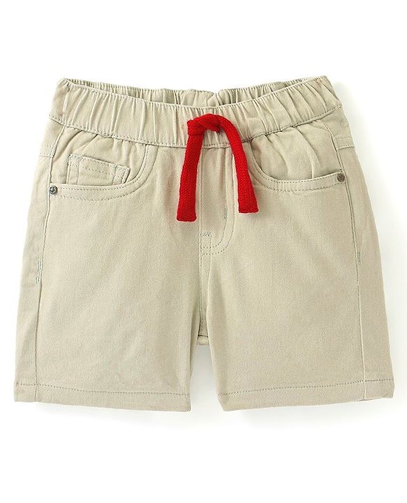 Babyhug Twill Woven Solid Shorts -  Beige