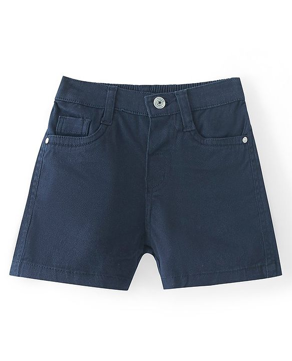 Babyhug Twill Woven Shorts With Stretch - Navy Blue