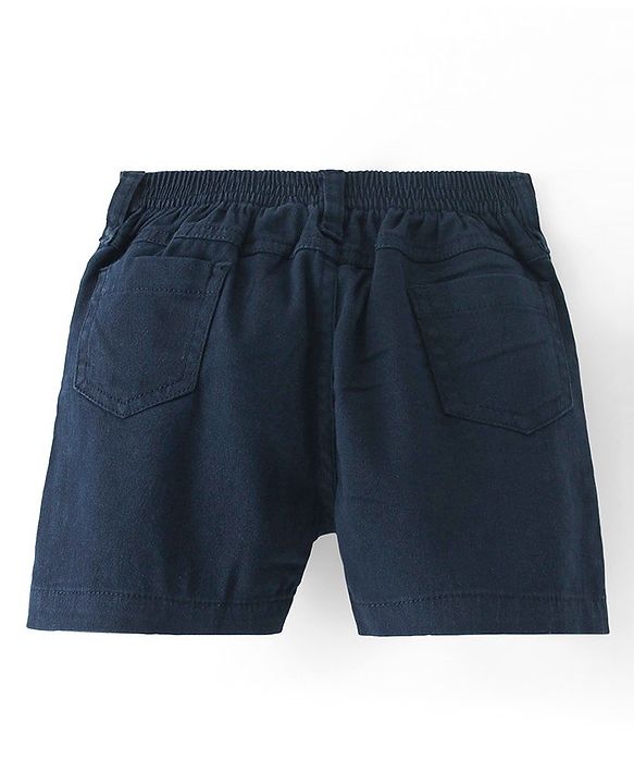 Babyhug Twill Woven Shorts With Stretch - Navy Blue