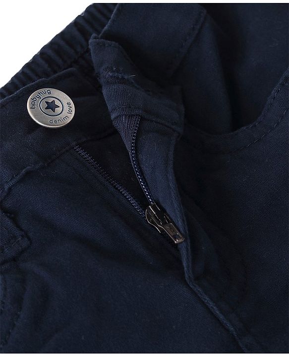 Babyhug Twill Woven Shorts With Stretch - Navy Blue