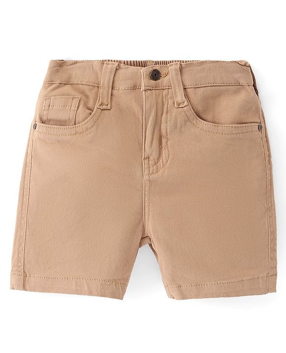Babyhug Twill Woven Shorts With Stretch - Khaki