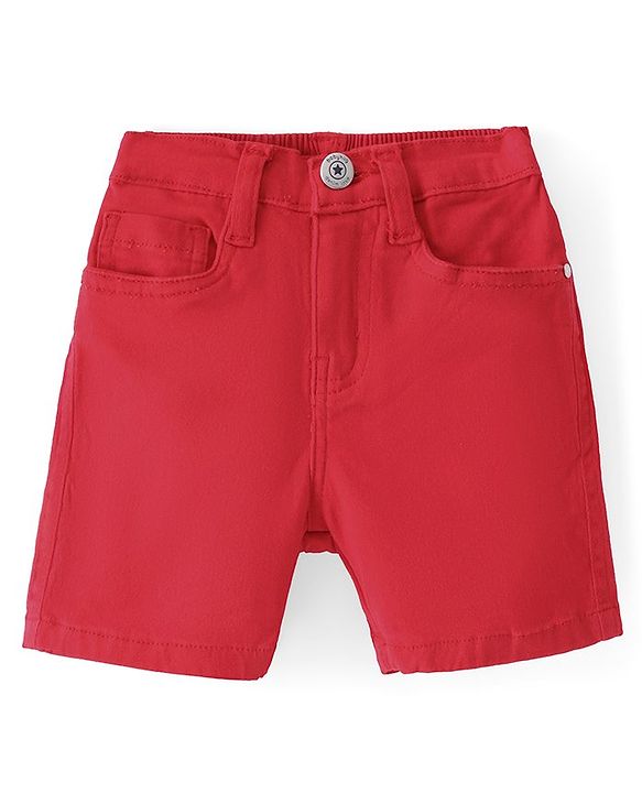 Babyhug Twill Woven Shorts With Stretch - Red