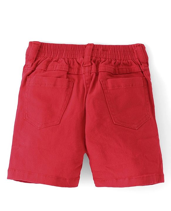 Babyhug Twill Woven Shorts With Stretch - Red
