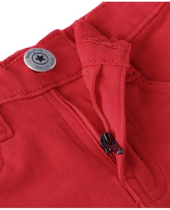 Babyhug Twill Woven Shorts With Stretch - Red
