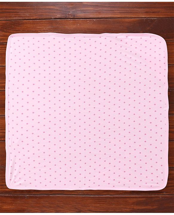 Babyhug Terry  Woven Hooded Bath Towel with Polka Dot Print L 76 X B 76 cm - Pink