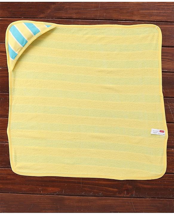 Babyhug Terry Woven Hooded Bath Towel with Floral Print L 76 X B 76 cm - Yellow