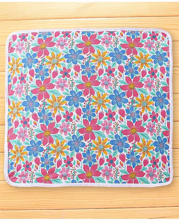 Babyhug Woven Terry Towel With Hood Floral Print L 76 x B 76 cm - Multicolour