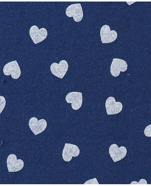 Babyhug Terry Woven Hooded Bath Towel with Heart Print L 76 X B 76 cm - Navy Blue