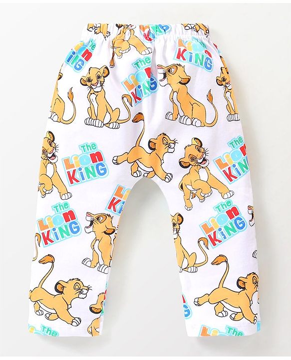 Babyhug Disney Cotton Knit Full Length Diaper Leggings Striped & The Lion King Graphics Pack of 3 - Multicolour