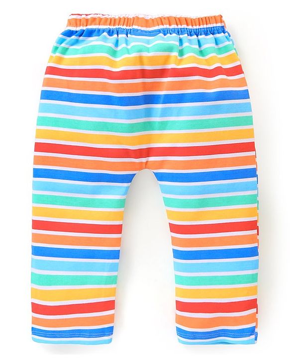 Babyhug Disney Cotton Knit Full Length Diaper Leggings Striped & The Lion King Graphics Pack of 3 - Multicolour