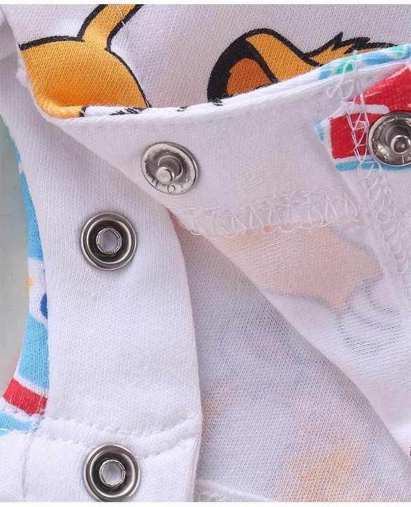 Babyhug Disney Cotton Knit Half Sleeves Lion King Printed Romper - White