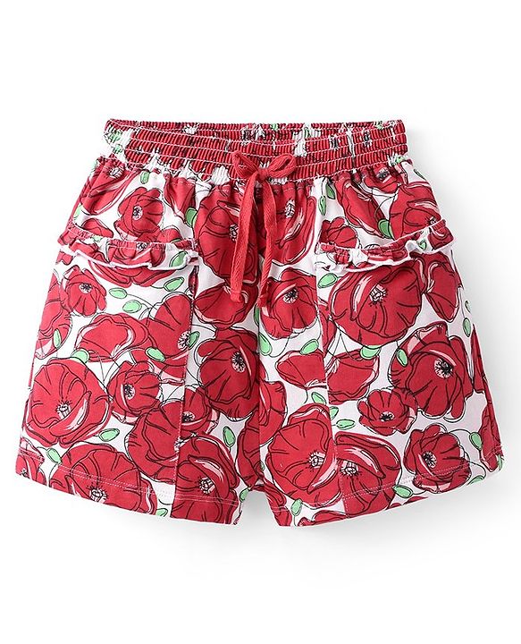 Pine Kids Terry Knit Mid Thigh Length Shorts Floral Print - Multicolor
