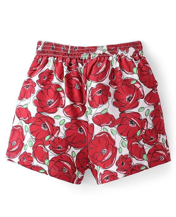 Pine Kids Terry Knit Mid Thigh Length Shorts Floral Print - Multicolor