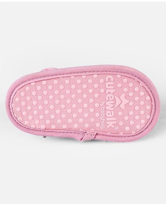 Cute Walk by Babyhug Velcro Closure Booties With Mermaid Print - Pink