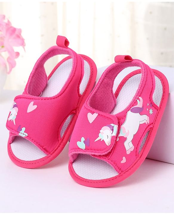 Cute Walk by Babyhug Velcro Closure Booties With Watermelon Print - Blue & Fuchsia