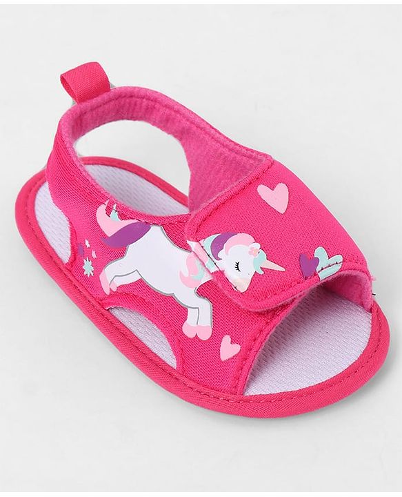 Cute Walk by Babyhug Velcro Closure Booties With Watermelon Print - Blue & Fuchsia