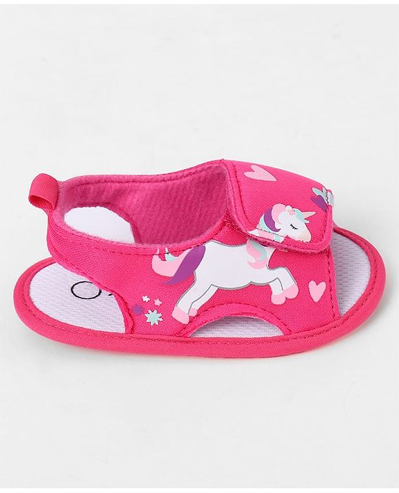 Cute Walk by Babyhug Velcro Closure Booties With Watermelon Print - Blue & Fuchsia