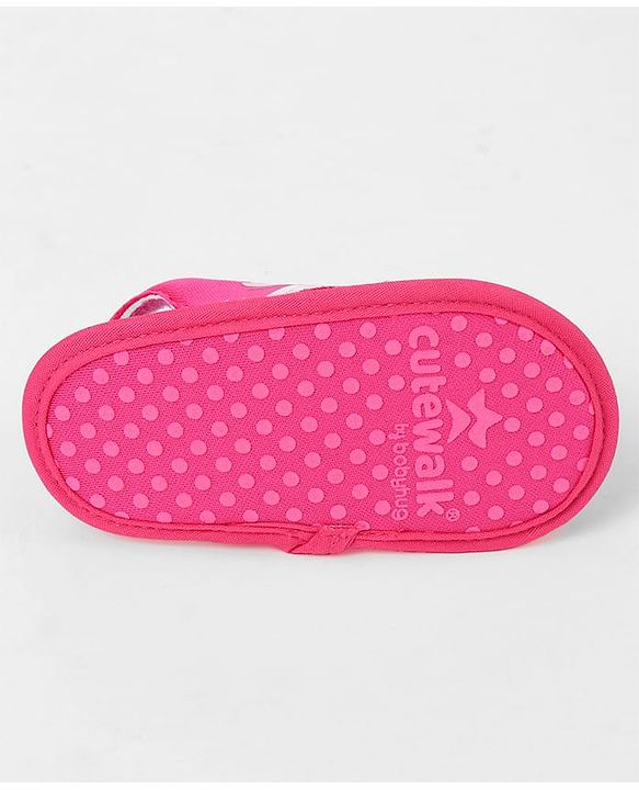 Cute Walk by Babyhug Velcro Closure Booties With Watermelon Print - Blue & Fuchsia