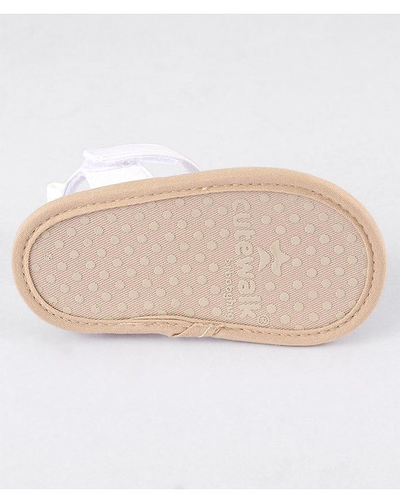 Cute Walk by Babyhug Velcro Closure Booties With Floral Applique - White