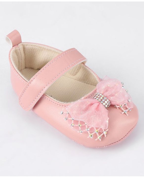 Cute Walk by Babyhug Velcro Closure Booties With Bow Applique - Pink