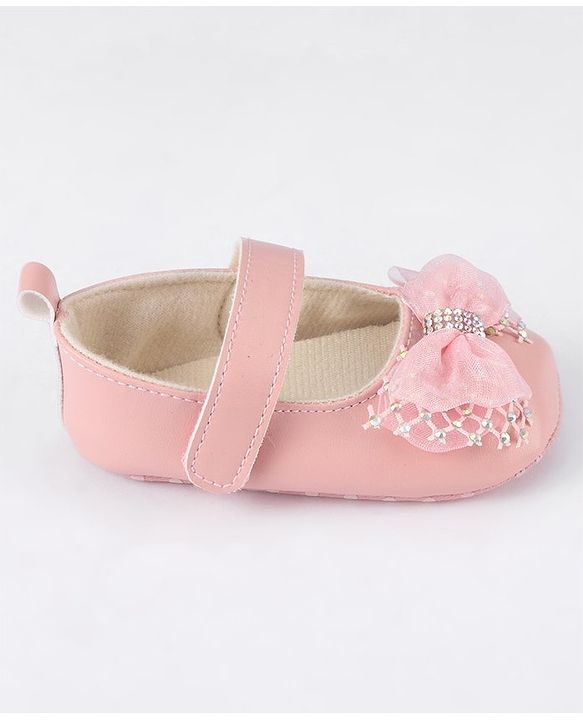 Cute Walk by Babyhug Velcro Closure Booties With Bow Applique - Pink